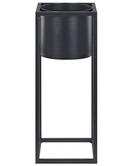 Plant Stand Black Iron15 x 15 x 40 cm Indoor Outdoor Metal Flower Pot UV Resistant Modern Industrial Standing Planter Beliani
