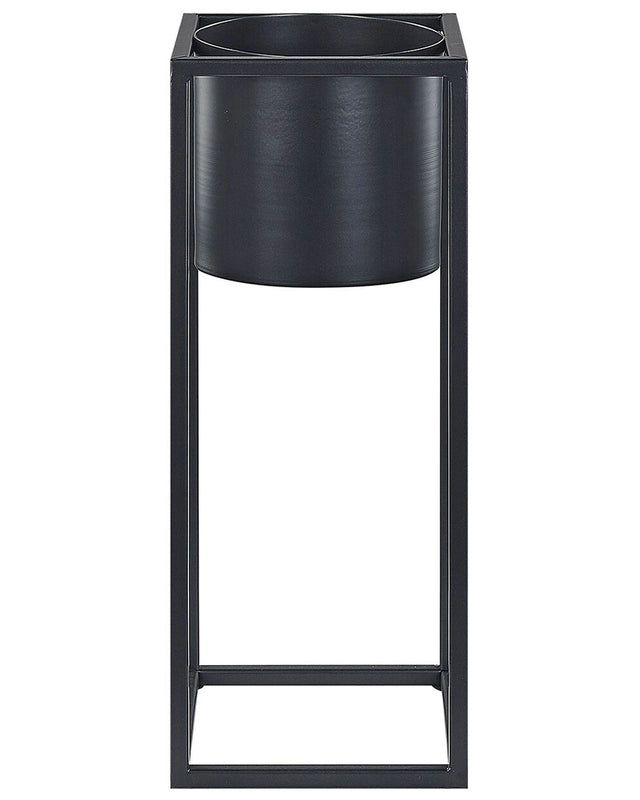 Plant Stand Black Iron15 x 15 x 40 cm Indoor Outdoor Metal Flower Pot UV Resistant Modern Industrial Standing Planter Beliani