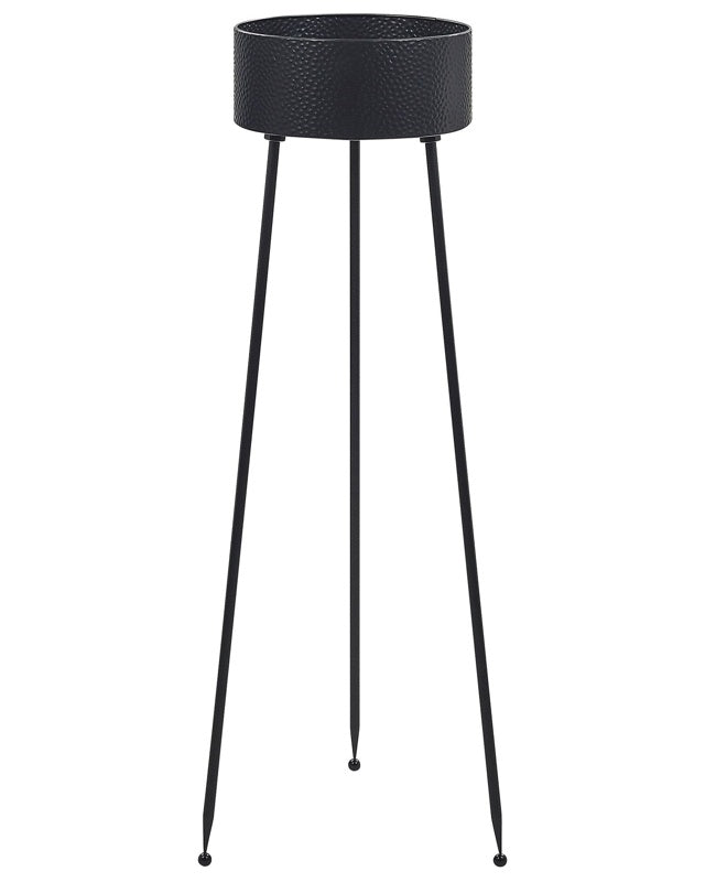 Plant Stand Black Iron 33 x 31 x 88 cm Indoor Outdoor Metal Flower Pot Tripod Legs UV Resistant Modern Industrial Standing Planter Beliani