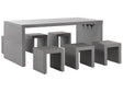 Garden Dining Set Grey Concrete Rectangular Table 6 Stools 6 Seater Water Resistant Beliani