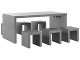 Garden Dining Set Grey Concrete Rectangular Table 6 Stools 6 Seater Water Resistant Beliani