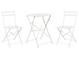 3 Piece Bistro Set White Metal Folding Slatted Seat Back Outdoor Beliani