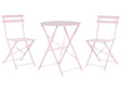3 Piece Bistro Set Pastel Pink Metal Folding Slatted Seat Back Outdoor Beliani