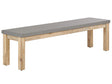 Outdoor Garden Bench Fibre Cement Top Grey Wooden Base 3 Seater 180 x 90 cm Modern Industrial Patio Furniture  Beliani