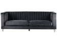 Sofa Black 3 Seater Velvet Tuxedo Style Quilting Beliani