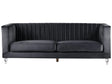 Sofa Black 3 Seater Velvet Tuxedo Style Quilting Beliani