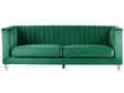 Sofa Green 3 Seater Velvet Tuxedo Style Quilting Beliani