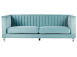 Sofa Light Blue 3 Seater Velvet Tuxedo Style Quilting Beliani