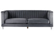 Sofa Grey 3 Seater Velvet Tuxedo Style Quilting Beliani
