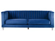 Sofa Blue 3 Seater Velvet Tuxedo Style Quilting Beliani