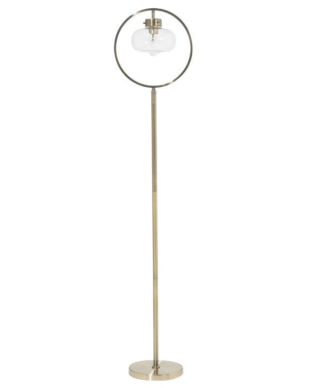 Floor Lamp Gold Metal 165 cm Round Open Geometric Shade Naked Bulb Beliani