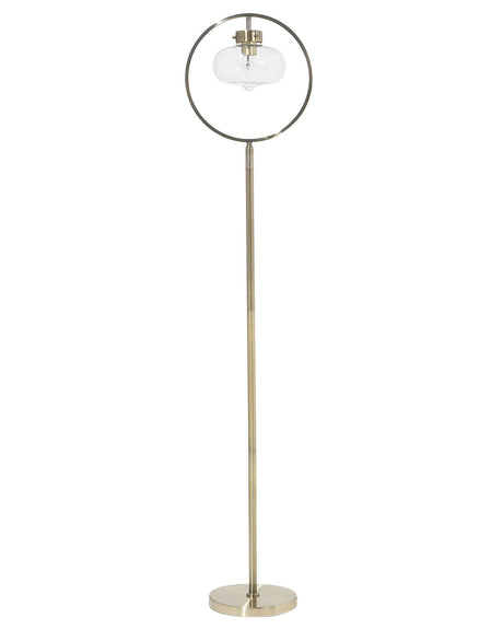 Floor Lamp Gold Metal 165 cm Round Open Geometric Shade Naked Bulb Beliani