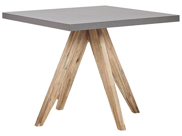 Outdoor Dining Table Grey Concrete Tabletop Light Wooden Legs Acacia 4 People Capacity Square 90 x 90 cm Beliani