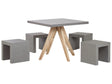 Outdoor Dining Set Grey Light Wood Fibre Cement For 4 People Table and Stools Modern Design Beliani