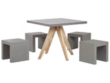 Outdoor Dining Set Grey Light Wood Fibre Cement For 4 People Table and Stools Modern Design Beliani