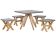Outdoor Dining Set Grey Light Wood Fibre Cement For 4 Square People Table with Stools Modern Design Beliani