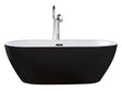 Bath Black with Silver Sanitary Acrylic Single 1500 x 750 mm Freestanding Modern Design Beliani