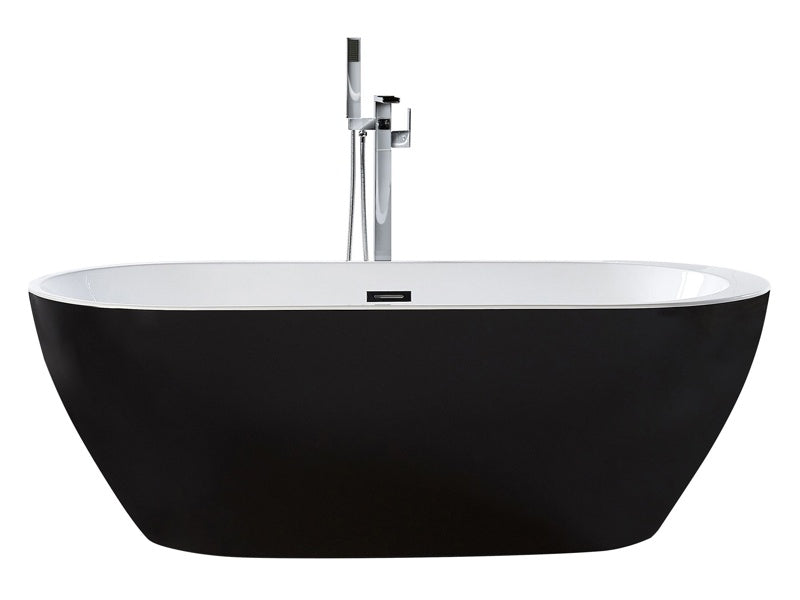 Bath Black with Silver Sanitary Acrylic Single 1500 x 750 mm Freestanding Modern Design Beliani