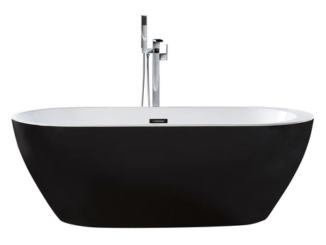 Bath Black with Silver Sanitary Acrylic Single 1500 x 750 mm Freestanding Modern Design Beliani