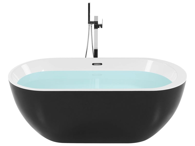 Bath Black with Silver Sanitary Acrylic Single 1700 x 750 mm Freestanding Modern Design Beliani