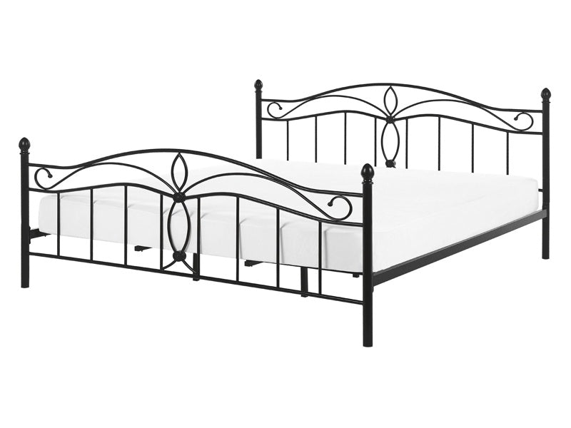 Bed Frame Black EU Double Size 4ft6 Metal Vintage Beliani