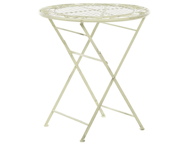 Garden Bistro Table Light Green Iron Foldable Distressed Metal Round 70 cm for 2 Outdoor UV Rust Resistance French Retro Style Beliani