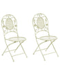 Set of 2 Garden Chairs Light Green Iron Foldable Distressed Metal Outdoor UV Rust Resistance French Retro Style Beliani