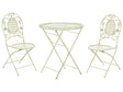 Garden Bistro Set Light Green Iron Foldable Distressed Metal 2 Chairs Table Outdoor UV Rust Resistance French Retro Style Beliani