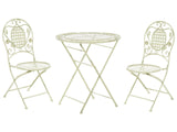 Garden Bistro Set Light Green Iron Foldable Distressed Metal 2 Chairs Table Outdoor UV Rust Resistance French Retro Style Beliani