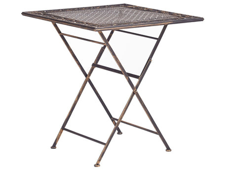 Garden Bistro Table Black Iron Foldable Distressed Metal Square 70 x 70 cm Outdoor UV Rust Resistance French Retro Style Beliani