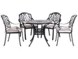 Garden Dining Set Black Aluminium Outdoor Table 4 Chairs Polyester Seat Pads Beliani