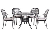 Garden Dining Set Black Aluminium Outdoor Table 4 Chairs Polyester Seat Pads Beliani