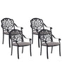 Set of 4 Garden Chairs Black Aluminium With Vintage Cushions Beliani