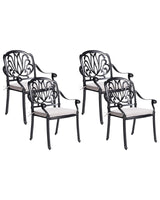 Set of 4 Garden Chairs Black Aluminium With Vintage Cushions Beliani
