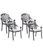 Set of 4 Garden Chairs Black Aluminium With Vintage Cushions Beliani