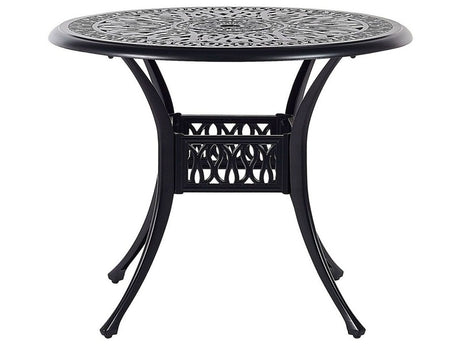 Garden Dining Table Black Aluminium Round ø 90 cm Outdoor Vintage Beliani