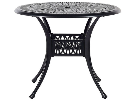 Garden Dining Table Black Aluminium Round  90 cm Outdoor Vintage Beliani