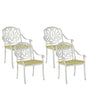 Set of 4 Garden Chairs White Aluminium With Vintage Cushions Beliani