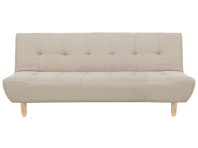 Sofa Beige Fabric Upholstery Light Wood Legs 3 Seater Scandinavian Style Beliani