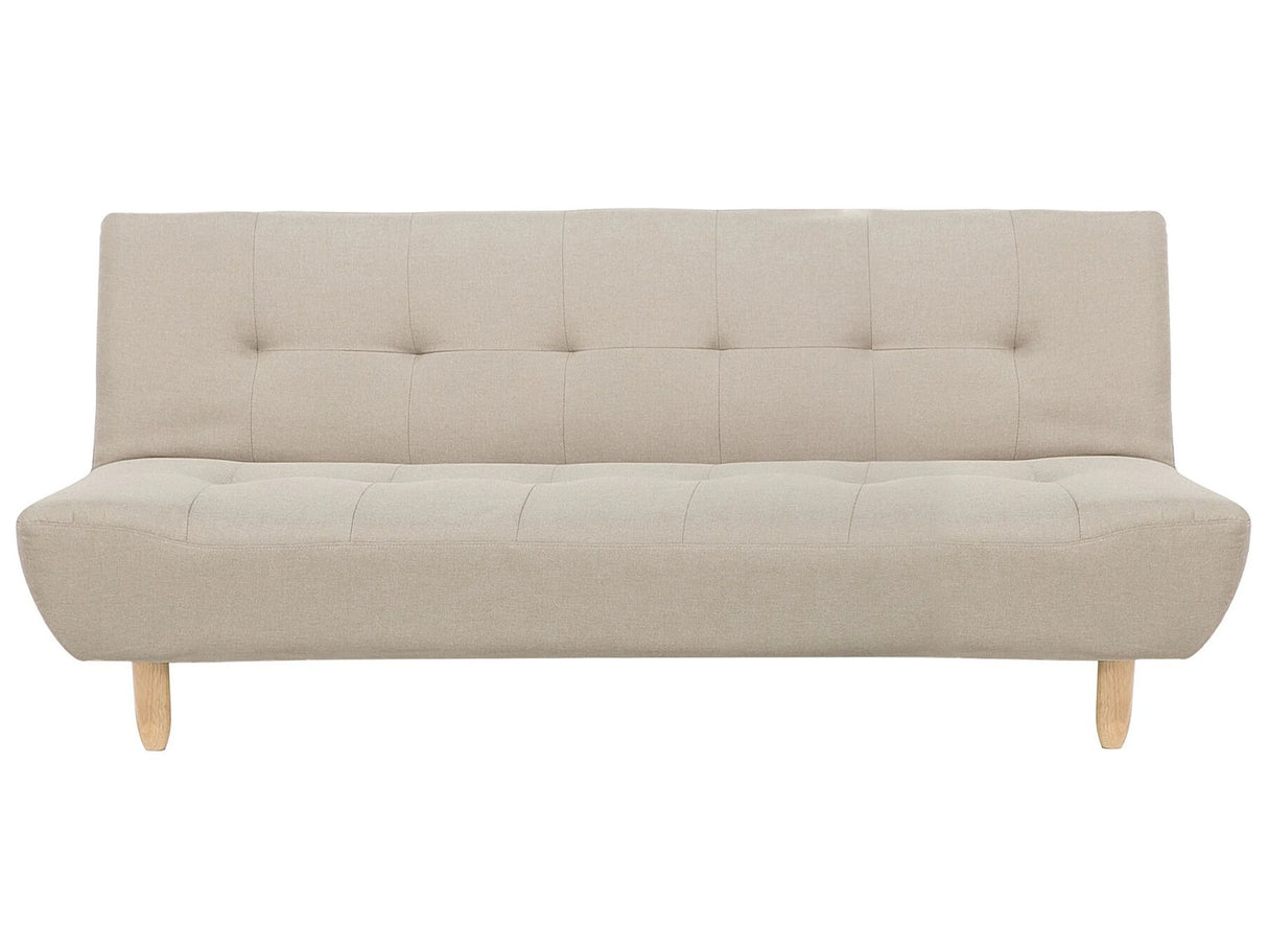 Sofa Beige Fabric Upholstery Light Wood Legs 3 Seater Scandinavian Style Beliani