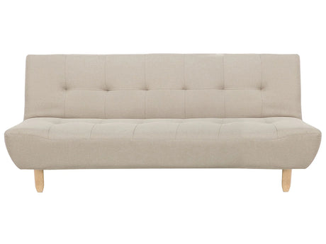 Sofa Beige Fabric Upholstery Light Wood Legs 3 Seater Scandinavian Style Beliani