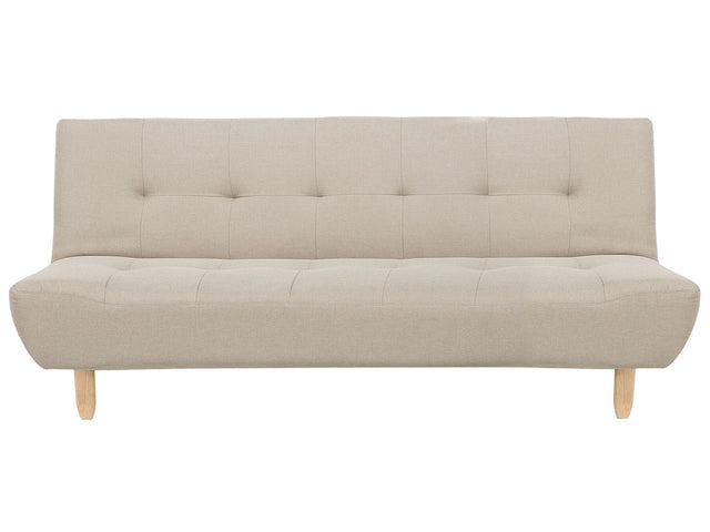 Sofa Beige Fabric Upholstery Light Wood Legs 3 Seater Scandinavian Style Beliani