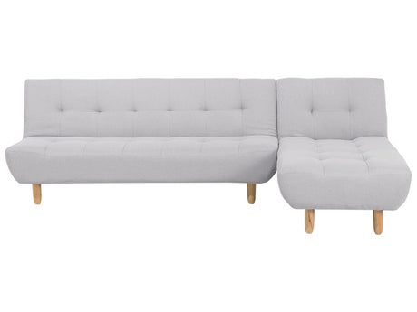 Corner Sofa Light Grey Fabric Upholstery Light Wood Legs Left Hand Chaise Longue 4 Seater Beliani