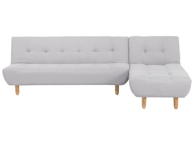 Corner Sofa Light Grey Fabric Upholstery Light Wood Legs Left Hand Chaise Longue 4 Seater Beliani