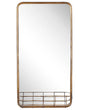 Wall Mirror Gold Iron Metal Frame 40 x 80 cm Wire Storage Basket Glam Beliani