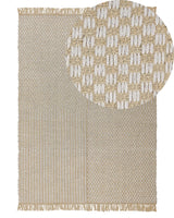 Area Rug Beige Cotton 140 x 200 cm Hand Woven Fringe Boho Beliani