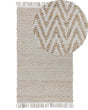 Area Rug Beige Jute and Cotton 80 x 150 cm Fringed Hand Woven Boho Hallway Bedroom Beliani