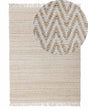 Area Rug Beige Jute and Cotton 140 x 200 cm Fringed Hand Woven Boho Living Room Bedroom Beliani