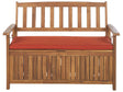 Outdoor Bench with Storage Solid Acacia Wood 2 Seater 120 cm with Red Cushion Beliani