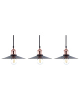 Set of 3 Pendant Lamps Black Metal Industrial Style Ceiling Light 22 cm Beliani